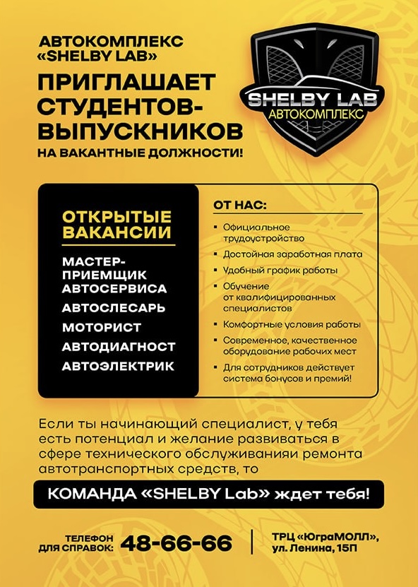 Приглашение на работу Shelbylab
